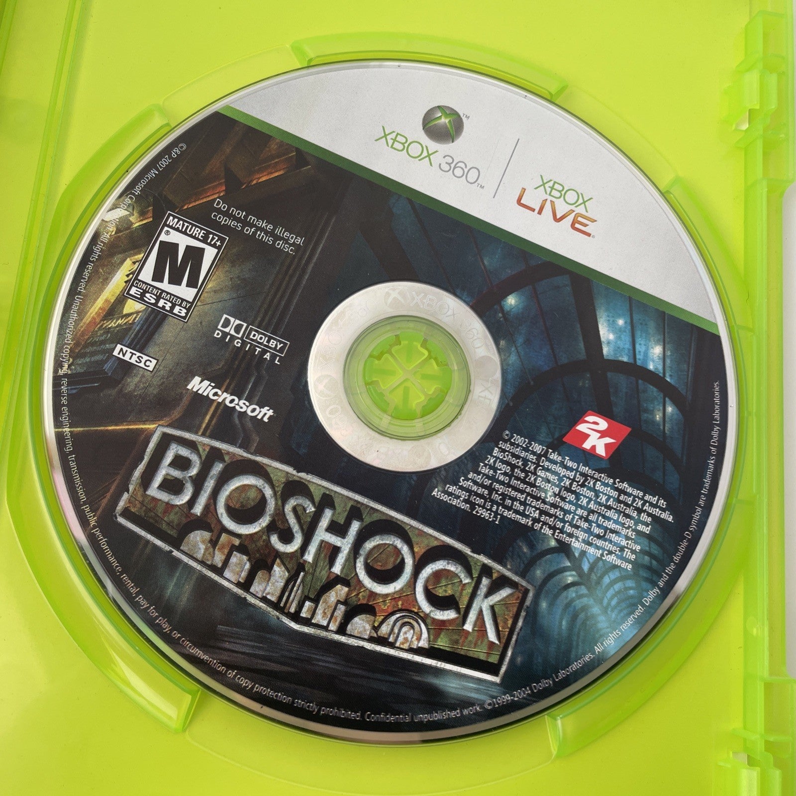 BioShock (Microsoft Xbox 360, 2007) W/Manual & Slipcover VG+
