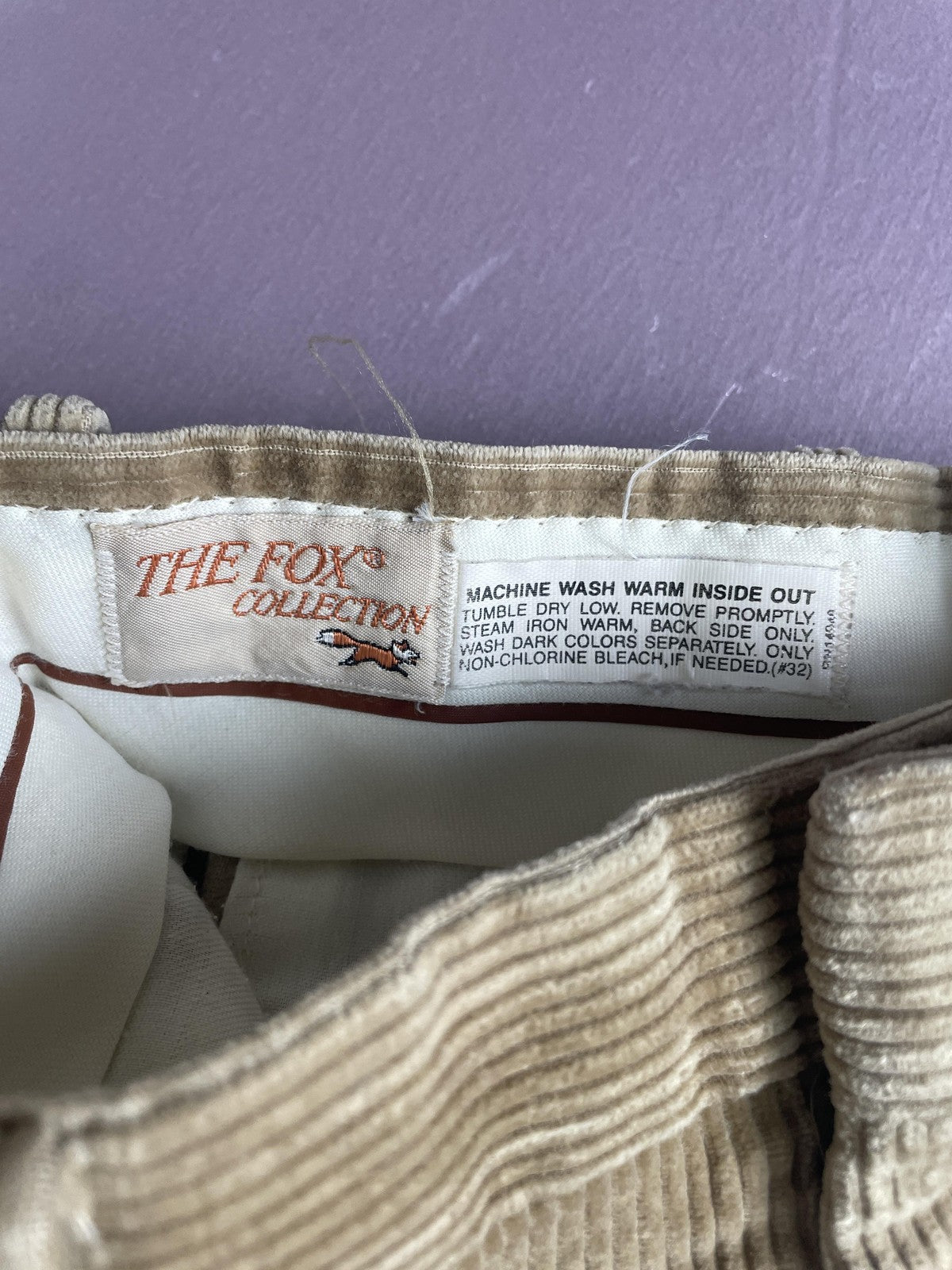 The Fox Collection Pants Mens 33x30 Beige Corduroy Chino Straight Leg Trousers