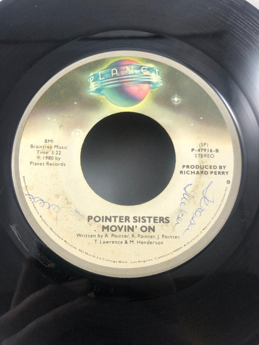Pointer Sisters – He's So Shy / Movin' On - 1980 Planet 45 RPM Record - VG