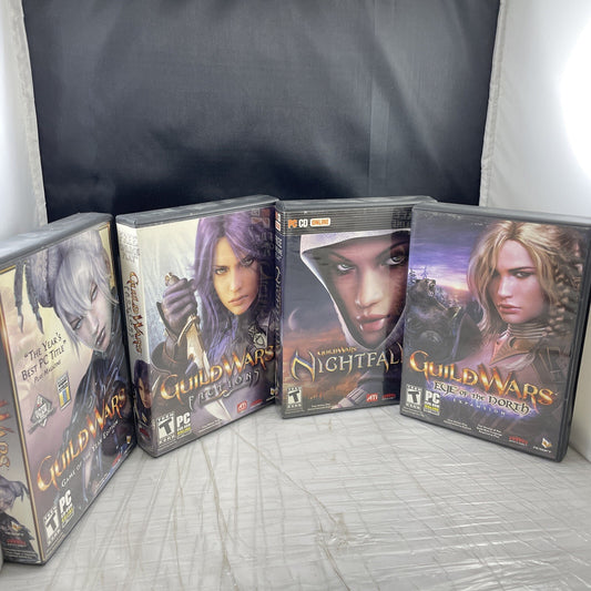 Pc Game Lot Of 4 Guild Wars All Expansion Cd Set Posters, Discs, Manual