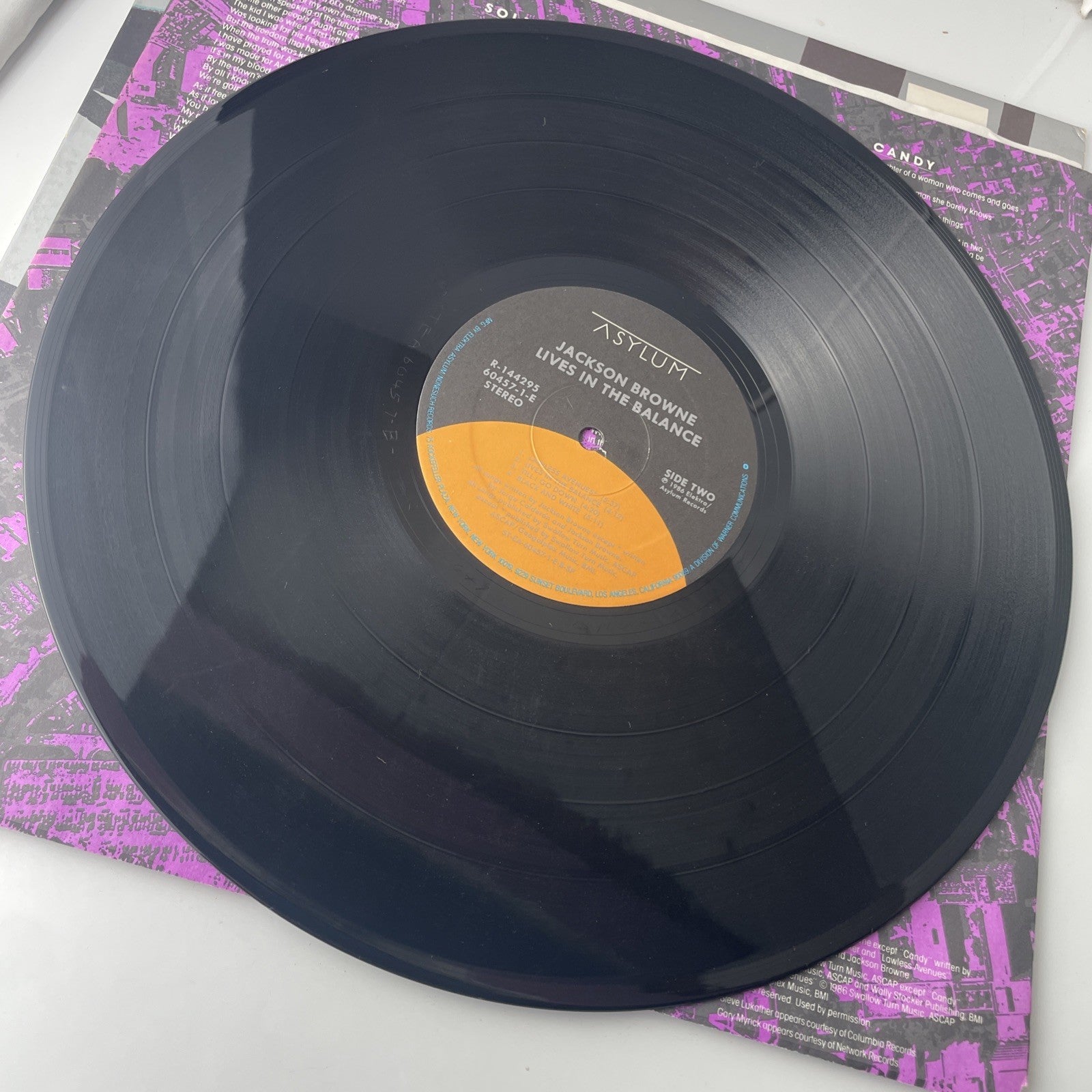 Jackson Browne Lives In The Balance LP 1986 ASYLUM~60457-1-E Vinyl Record