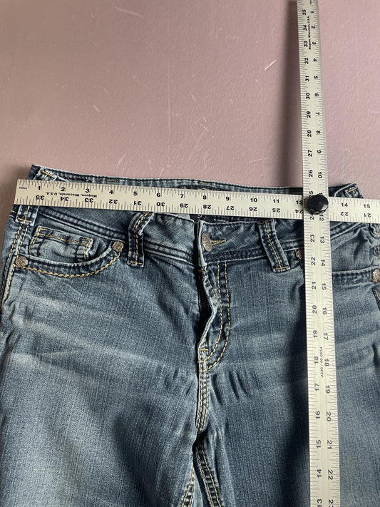 Silver Jeans Co. Jeans Womens W31/L31 Blue Suki Mid Slim Boot Denim Embroidered