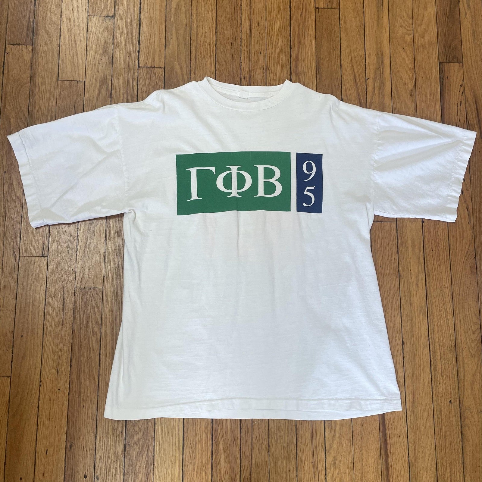 Vintage Gamma Phi Beta Shirt Mens XL White 1995 Fraternity Greek Think Hot 90s
