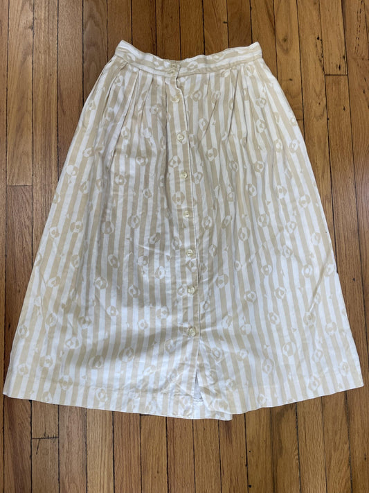 Vintage The Villager Skirt Womens 10 Striped Button Front Midi 80s