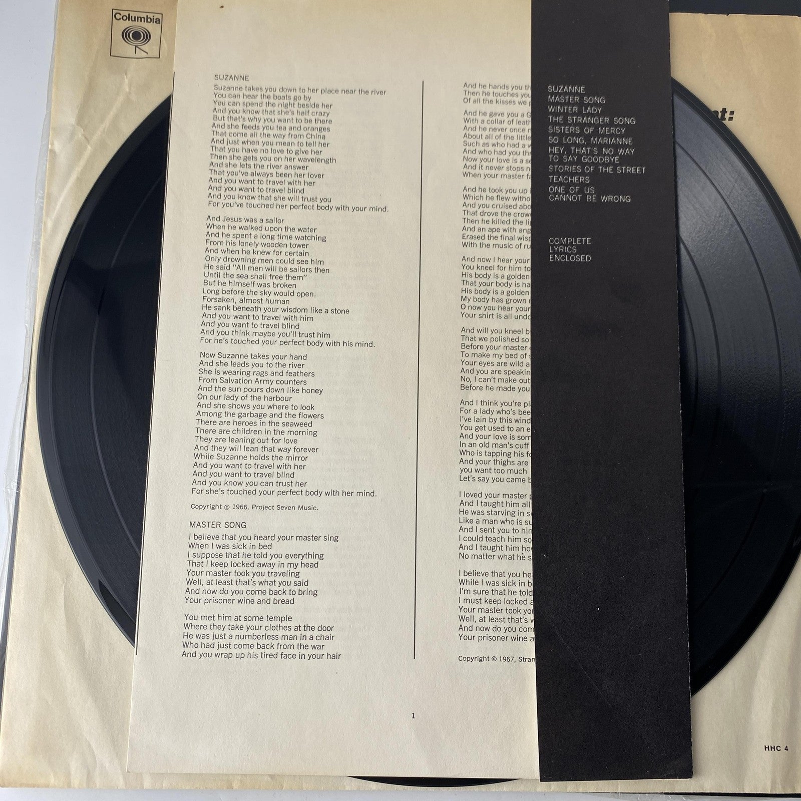Vintage Leonard Cohen Songs Of Leonard Cohen Vinyl LP 1967 Columbia Folk Rock