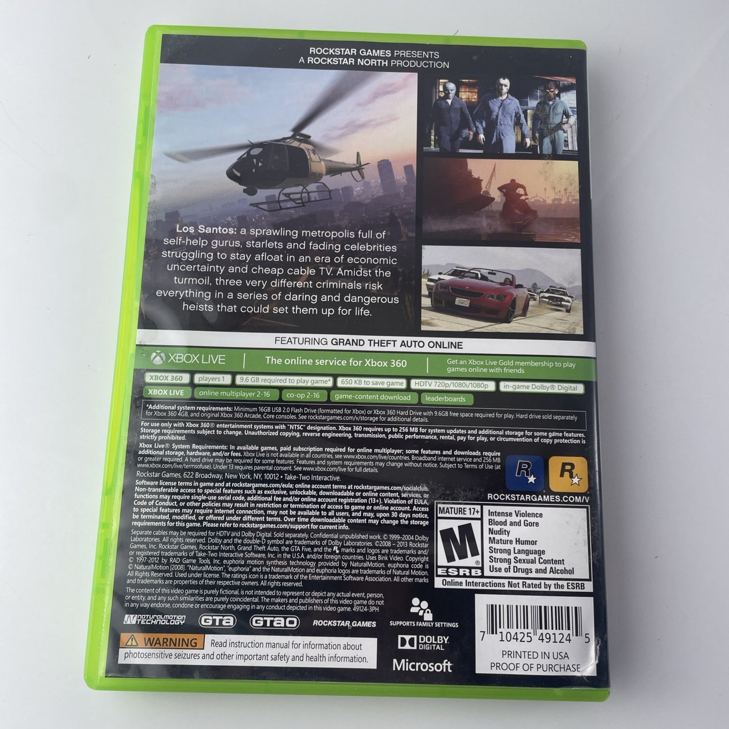 Grand Theft Auto V (Microsoft Xbox 360, 2013) Video Game Cib With Map