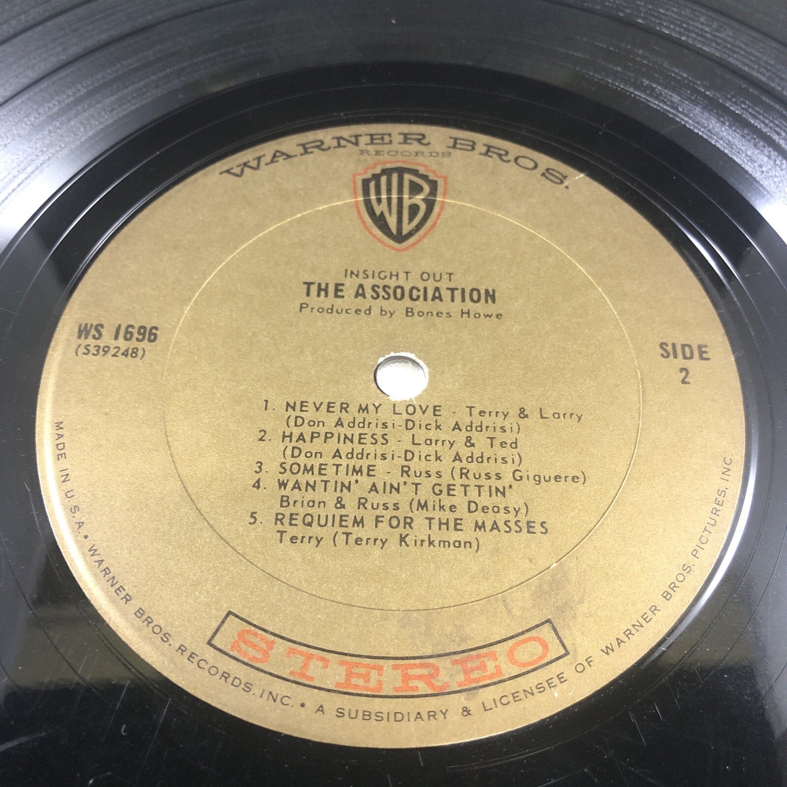 The Association Insight Out Warner Bros WS1696 Stereo 1967 See Pics
