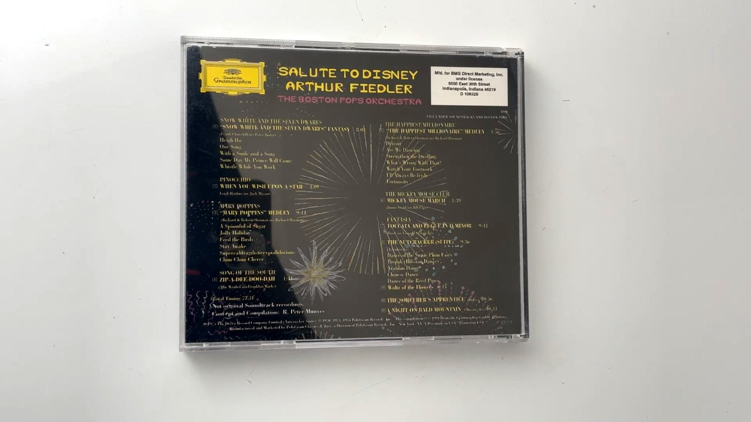Arthur Fiedler - Salute to Disney CD 1994 Boston Pops Orchestra Classical DG