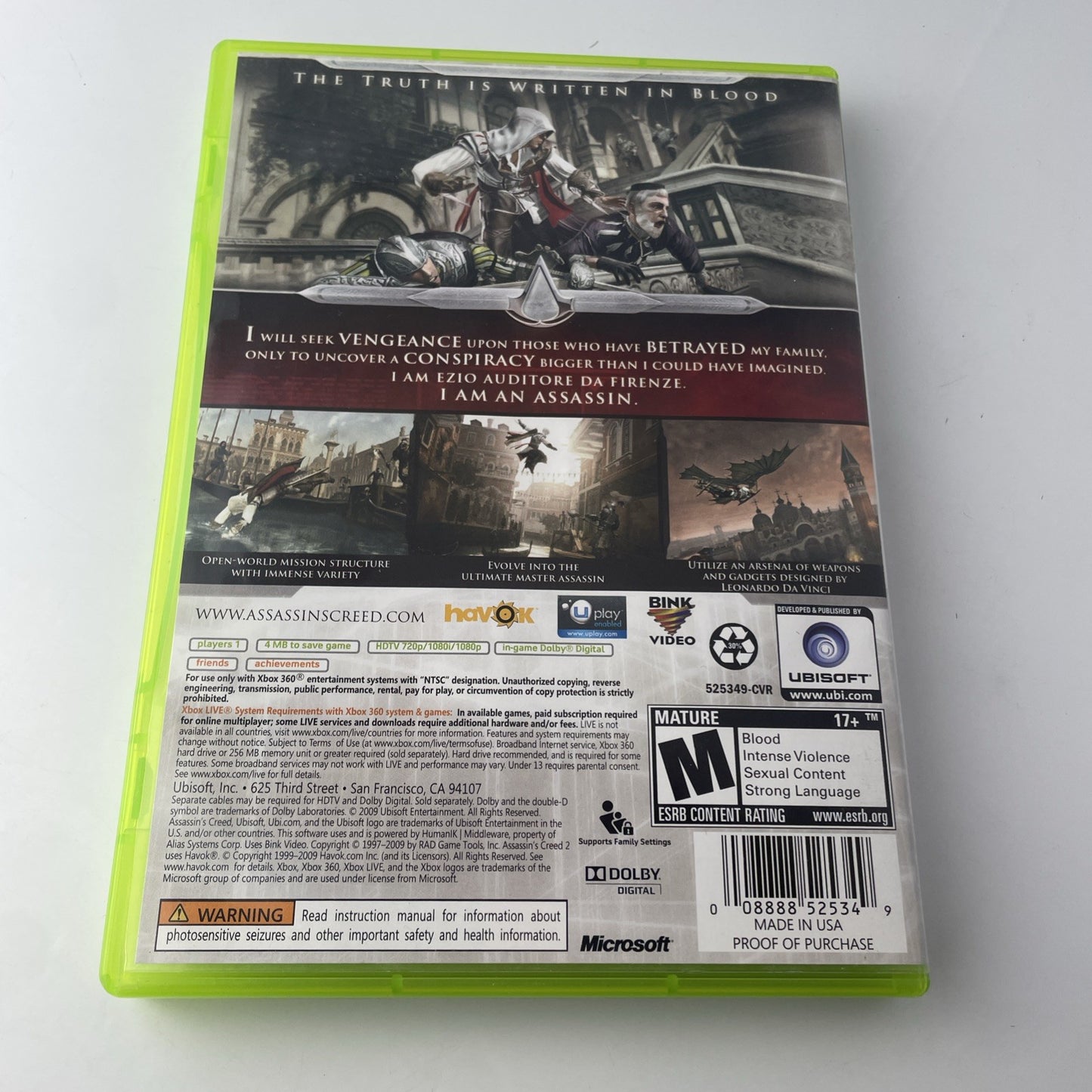 Assassin's Creed II 2 (Xbox 360, 2009) Complete & Tested Working