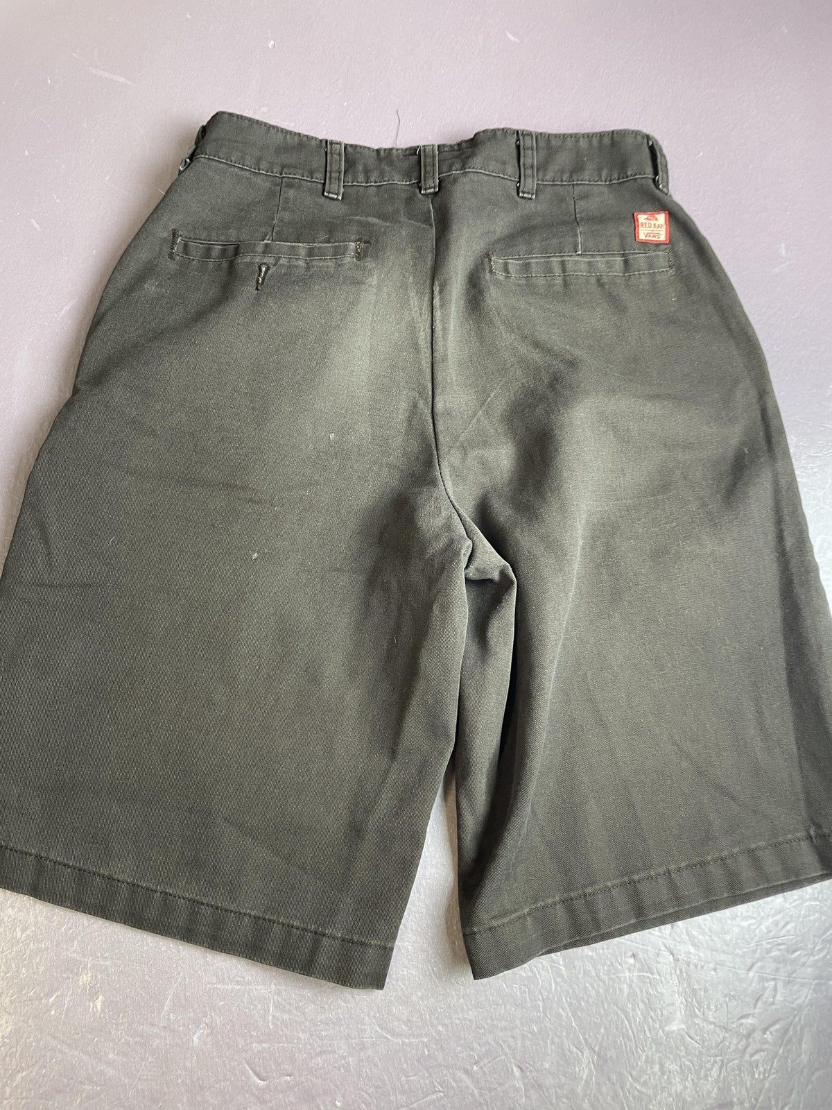 Vans By Red Kap Chino Shorts Mens 30 Gray Workwear Flat Front Casual Pockets