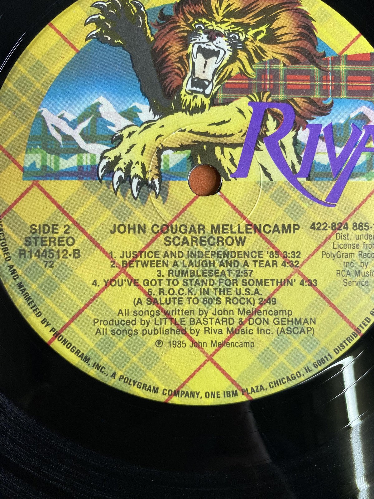 Vintage John Cougar Mellencamp Scarecrow 12" Black Vinyl LP 1985 Riva Rock