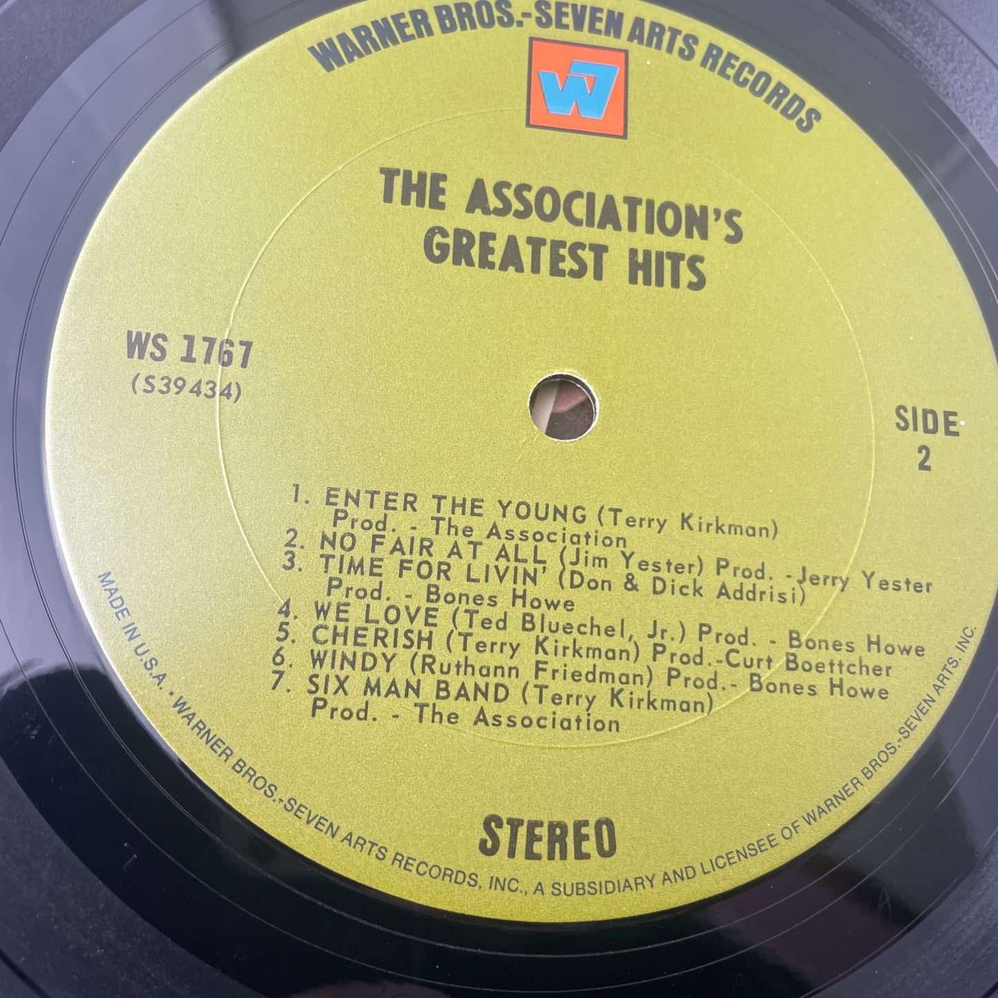 THE ASSOCIATION GREATEST HITS LP "CHERISH" 1967 RECORD WARNER BROTHERS WS 1767 