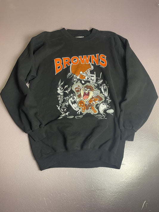 Vintage Cleveland Browns Sweatshirt Mens Large NFL Looney Tunes Made USA 90s