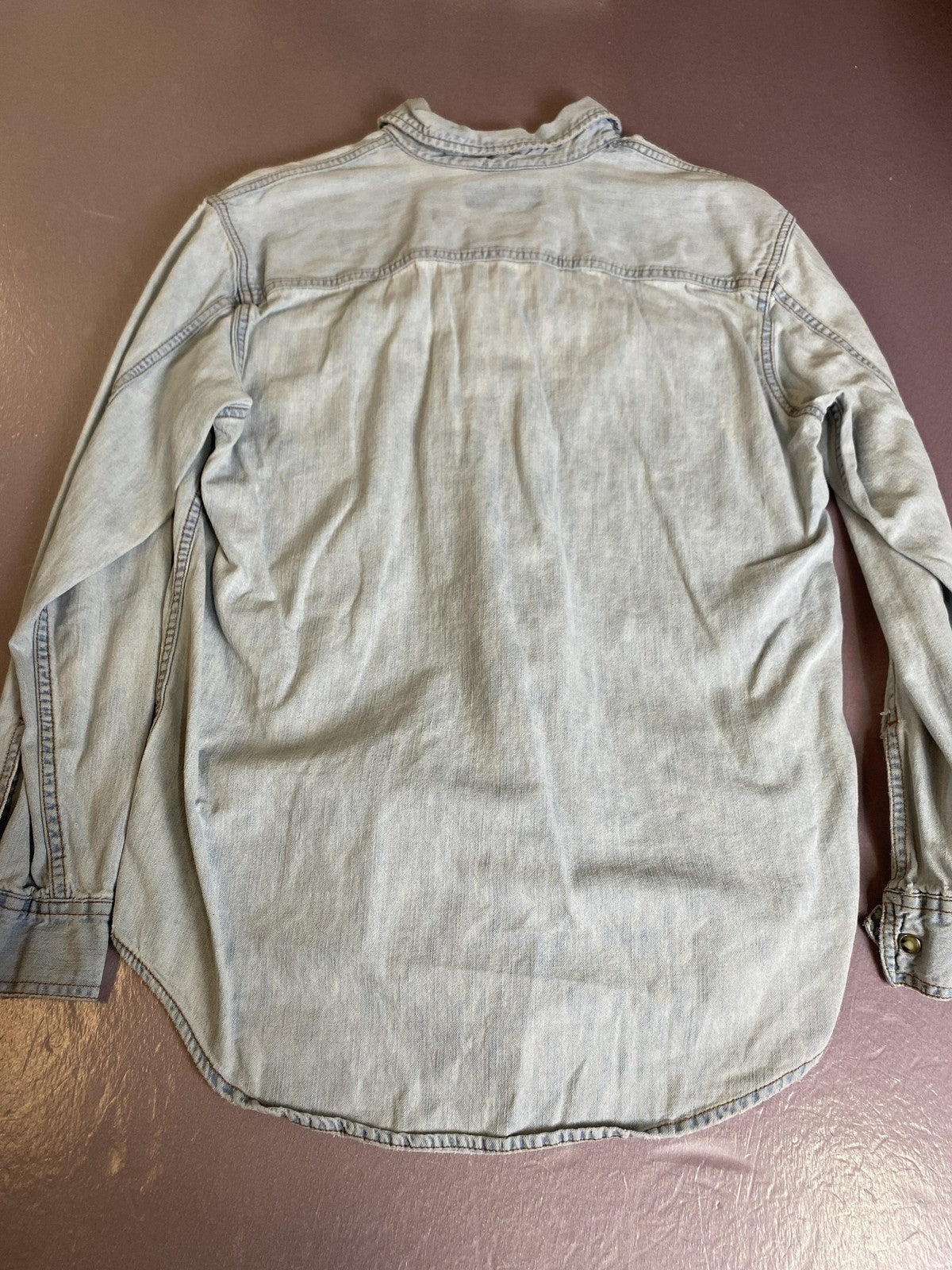 Levi Strauss Signature Shirt Mens Small Blue Snap Button Long Sleeve Western