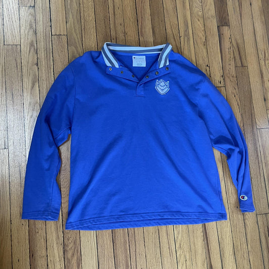 Champion Pullover Shirt Mens Large Blue Saint Louis Billikens Mascot Long Sleeve