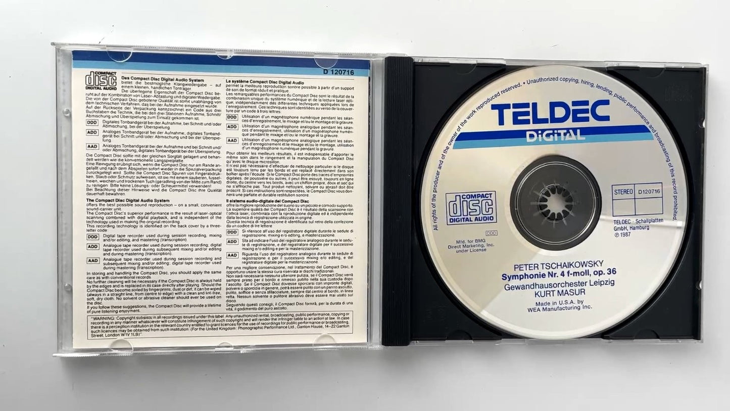 Tschaikowsky Symphony No.4 CD 1987 Kurt Masur Gewandhausorchester Teldec