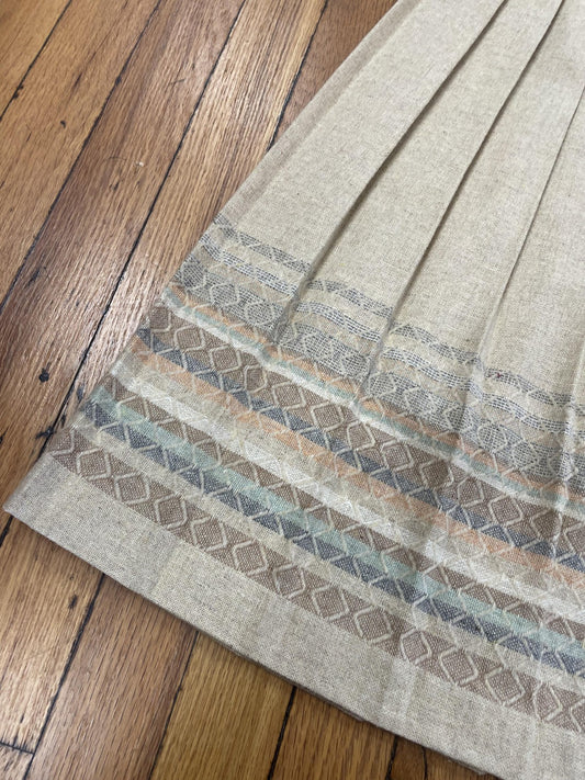 Vintage Pleated Wool Blend Skirt Womens Medium Geometric Pattern Classic 90s