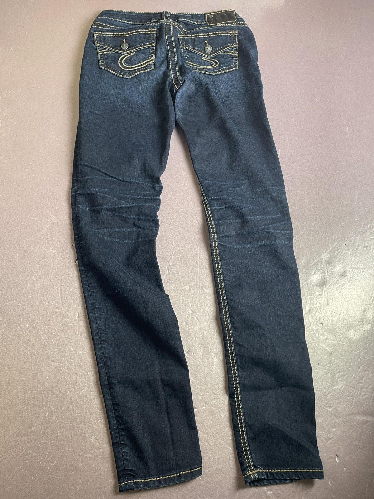 Silver Jeans Co Jeans Womens 26x31 Blue Suki Super Skinny Embroidered Dark Wash