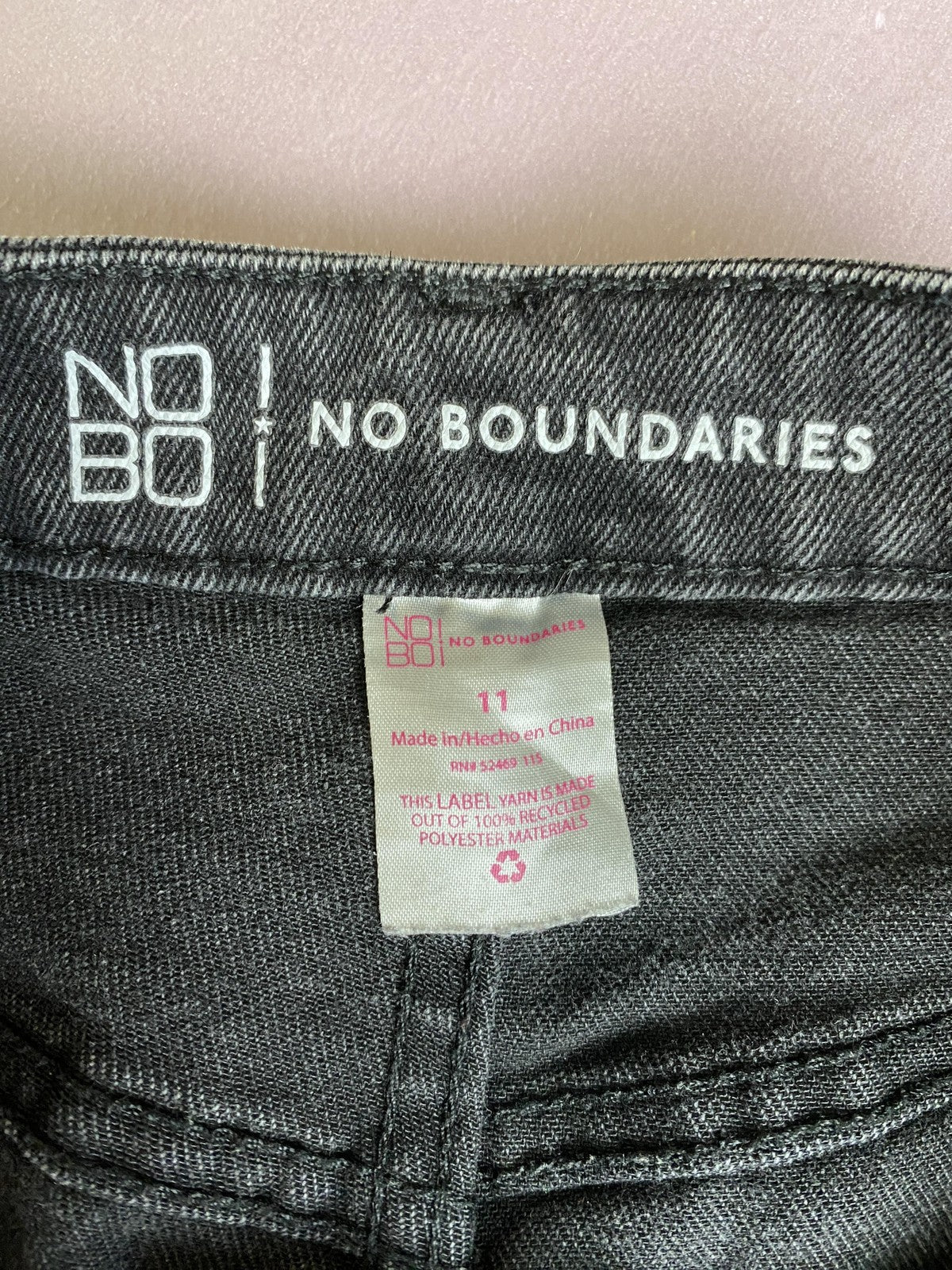 No Boundaries Jeans Juniors 11 Gray High Rise Straight Leg Distressed Denim