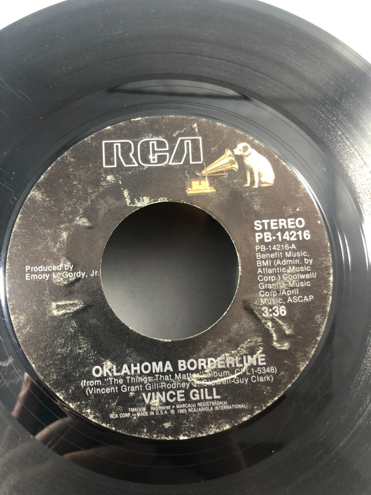 Vince Gill Oklahoma Borderline / She Don't Know Record 45 RPM Vinyl G