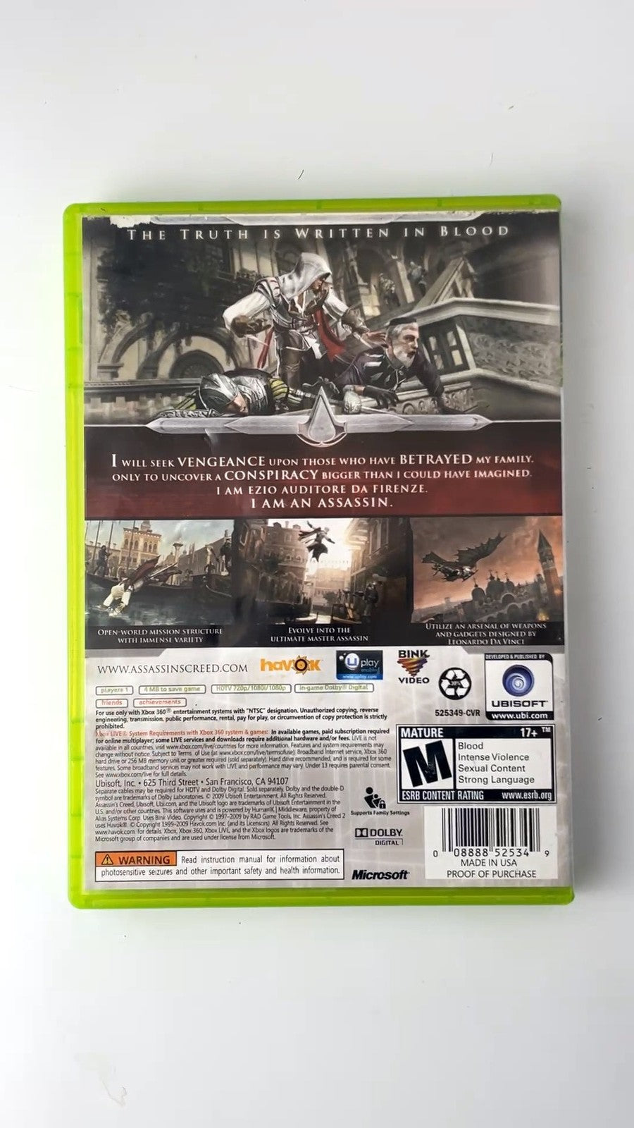 Assassin's Creed II Xbox 360 Video Game Multiplayer Ubisoft