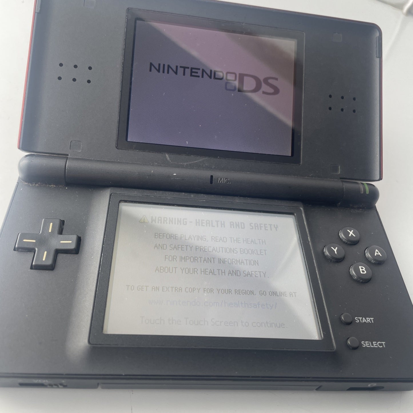 Nintendo DS Lite Crimson Handheld Console Red/Black With Charger No Stylus