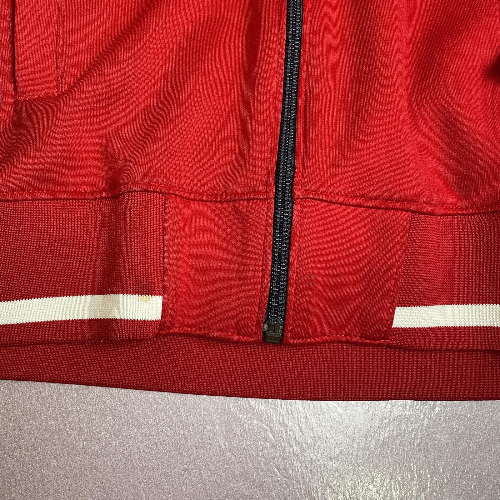 Old Navy Jacket Mens Extra Large Red Full Zip Track Varsity Striped Spell Out