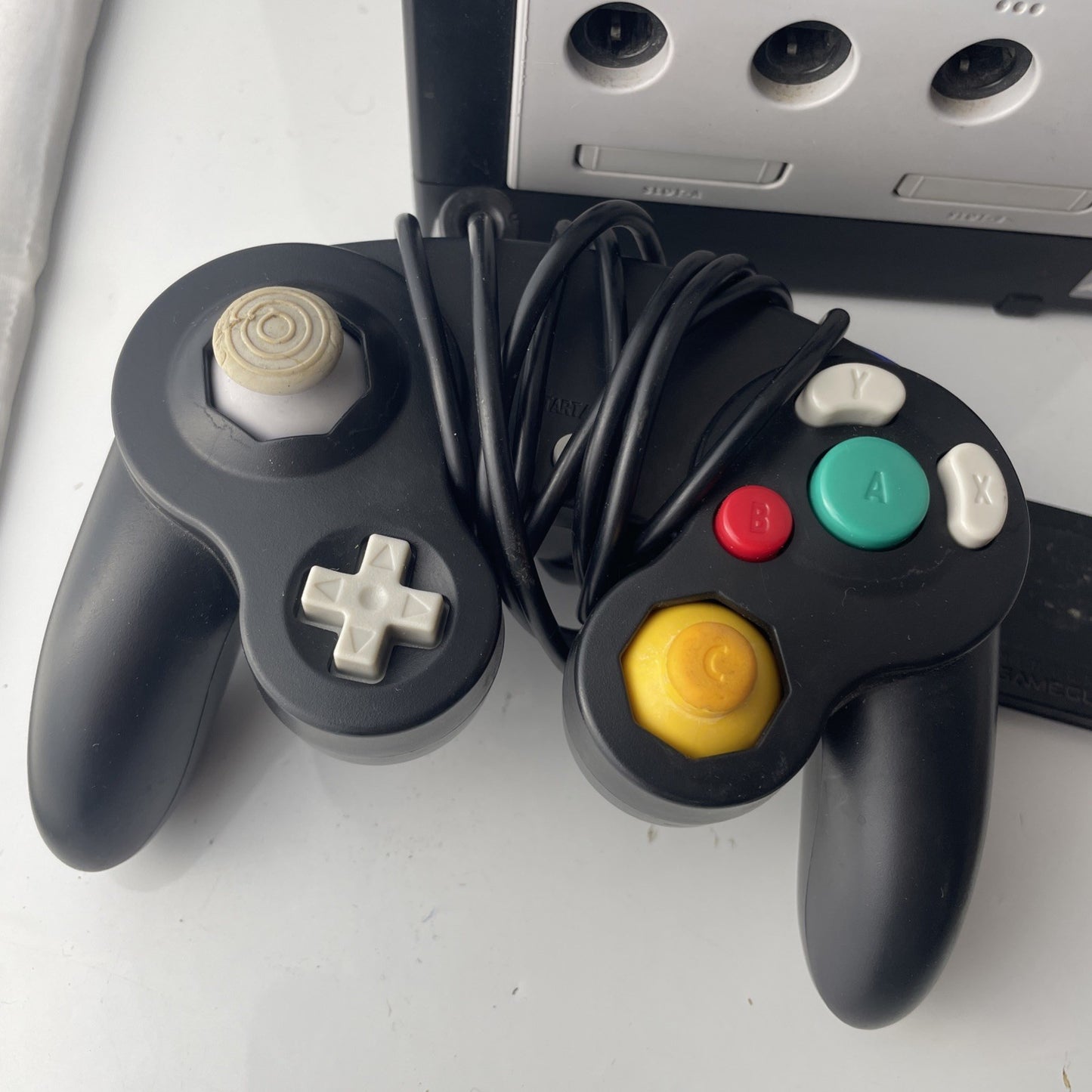 Nintendo GameCube Black Console DOL-001 TESTED Cables 2 Controllers 1 Oem