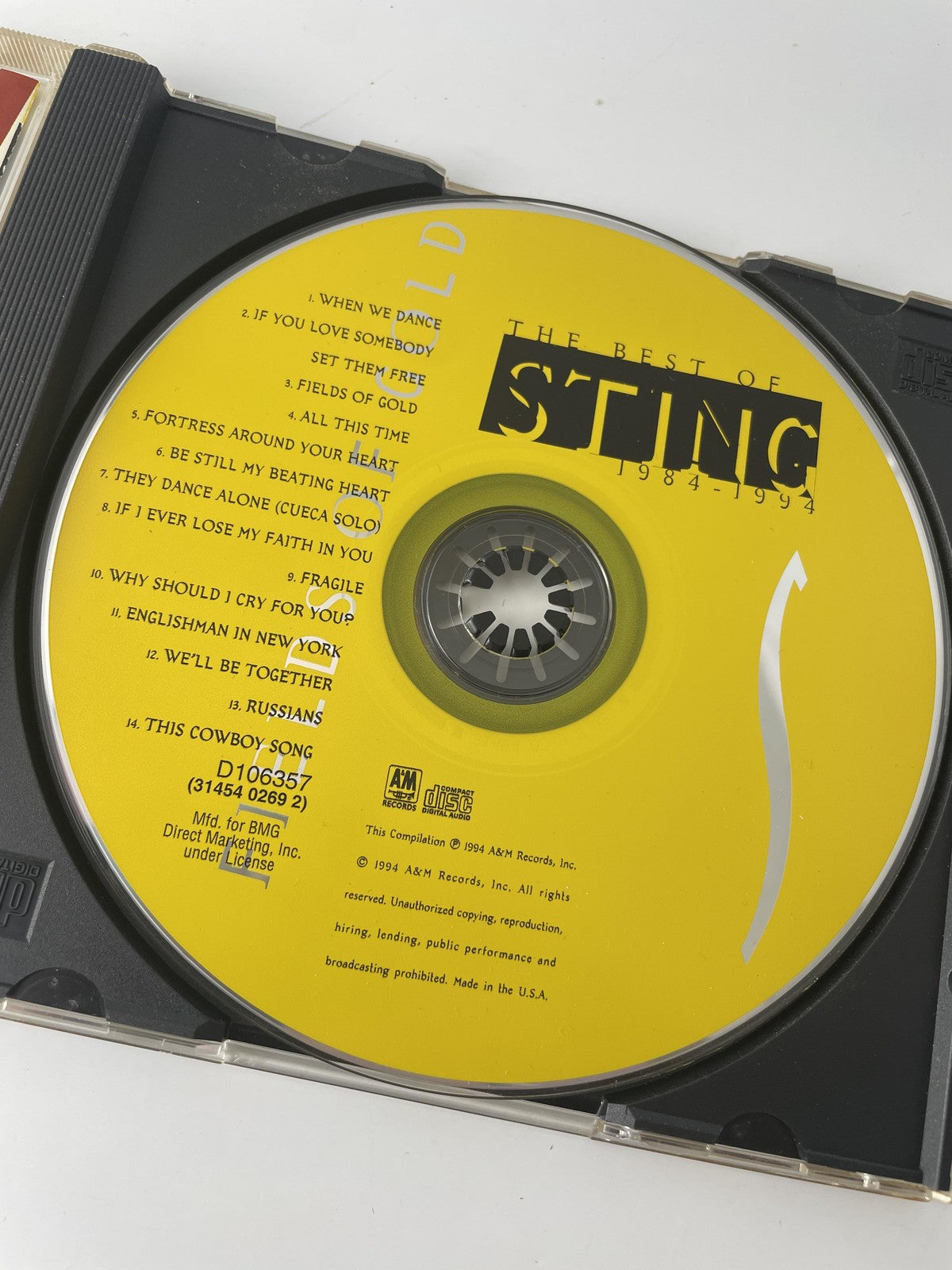 Vintage Sting CD Fields of Gold Best Of 1984–1994 Greatest Hits A&M 1994 USA