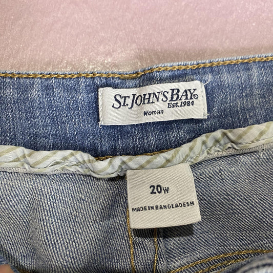 St John's Bay Jeans Womens 20W Blue Stretch Denim Cropped Capri Mid Rise Pants