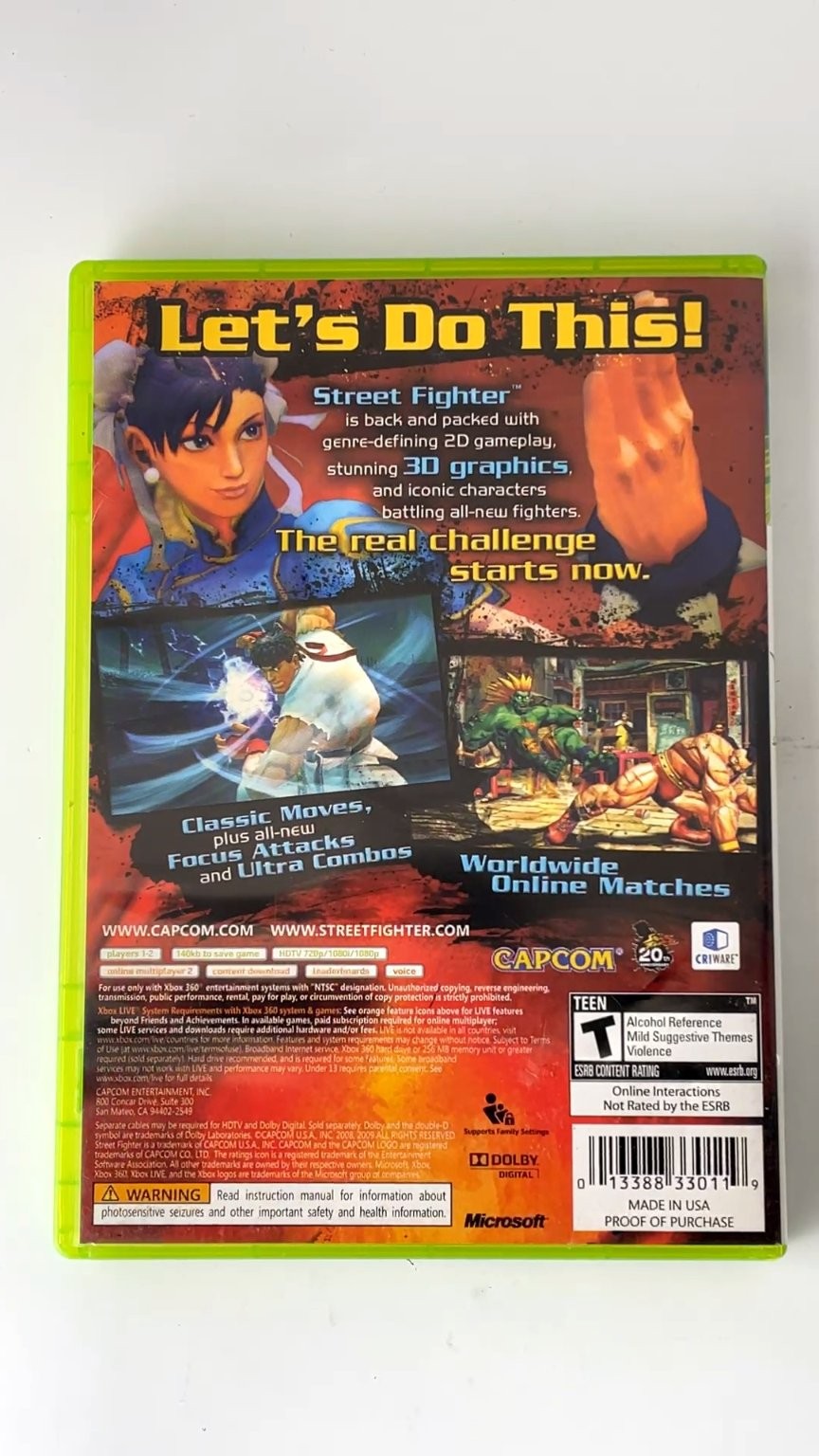Street Fighter IV Xbox 360 Video Game Multiplayer Fighting Classic CIB