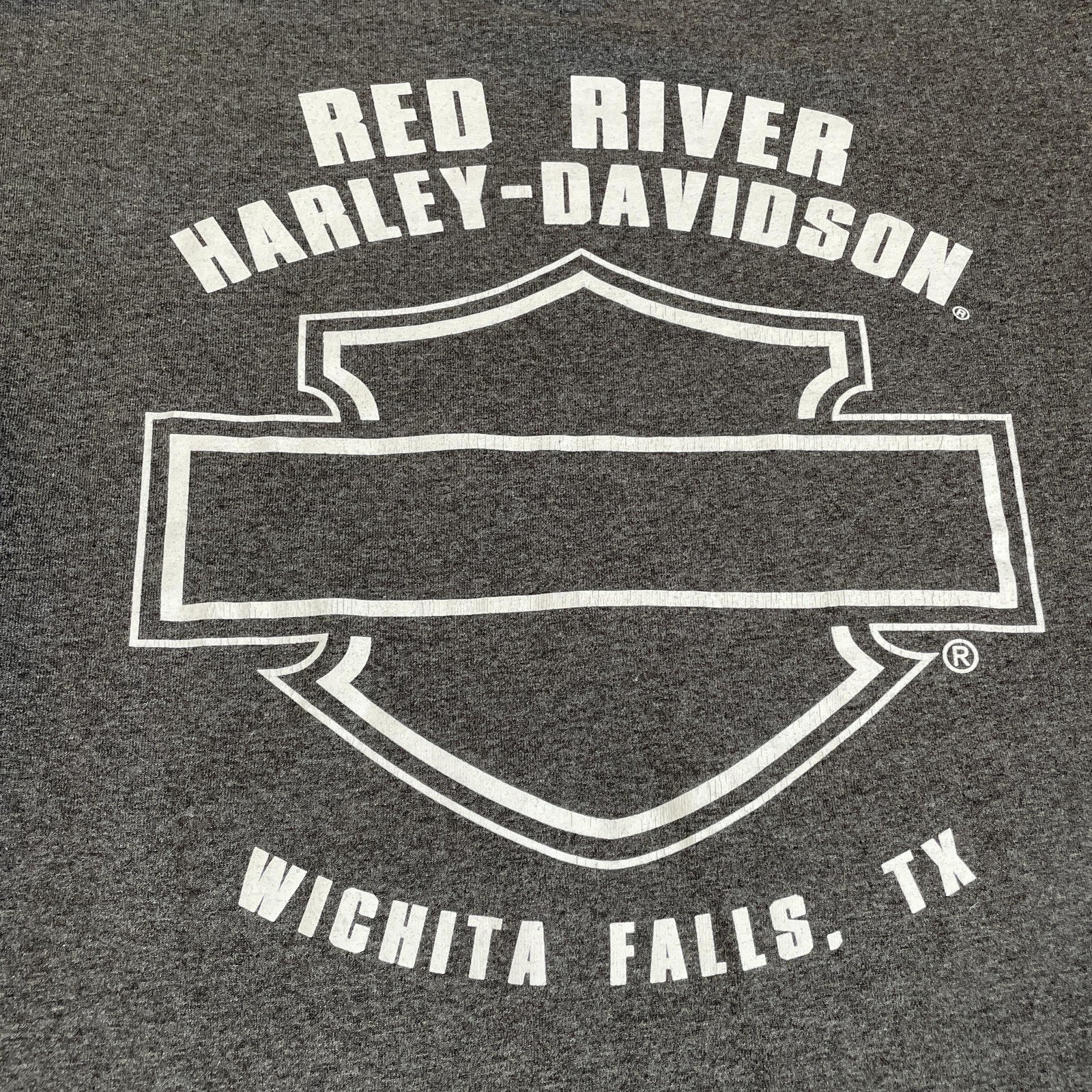 Harley-Davidson Shirt Mens Medium Gray Red River Wichita Falls Motorcycle Tee