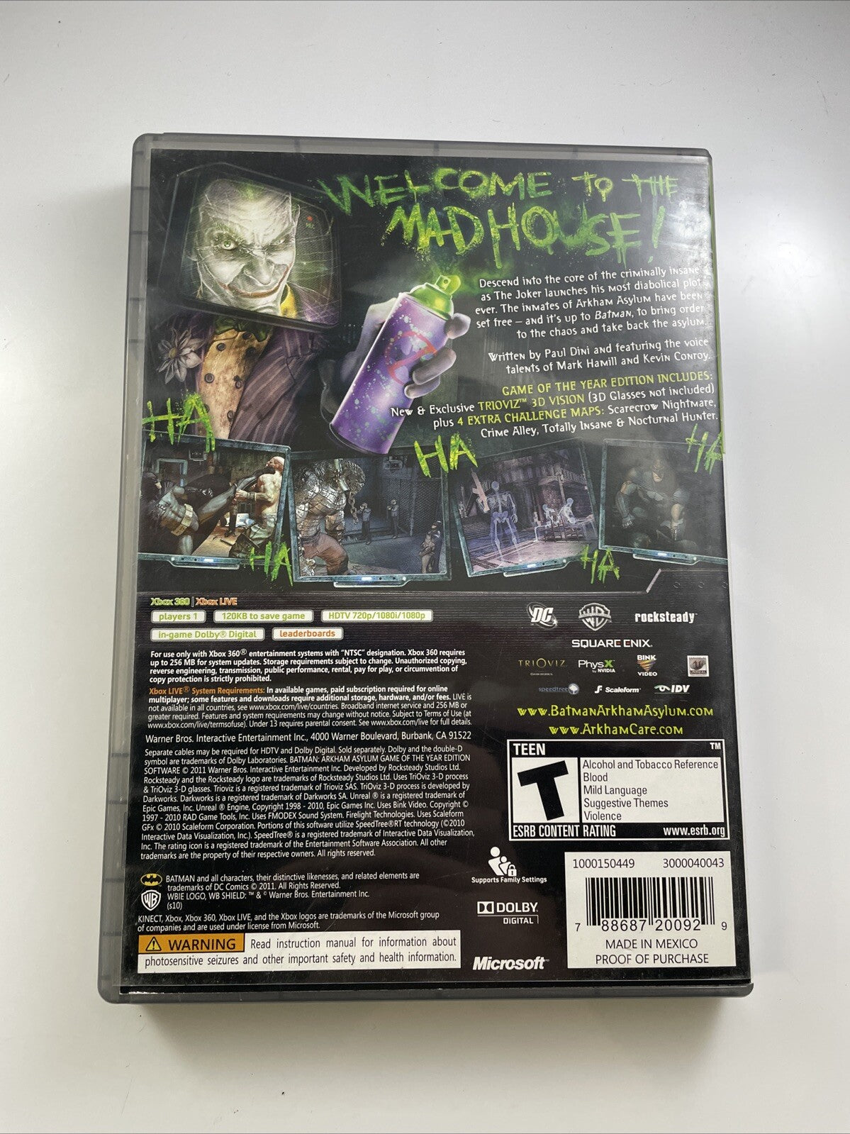 Batman Arkham Asylum GOTY Xbox 360 PH - Complete CIB