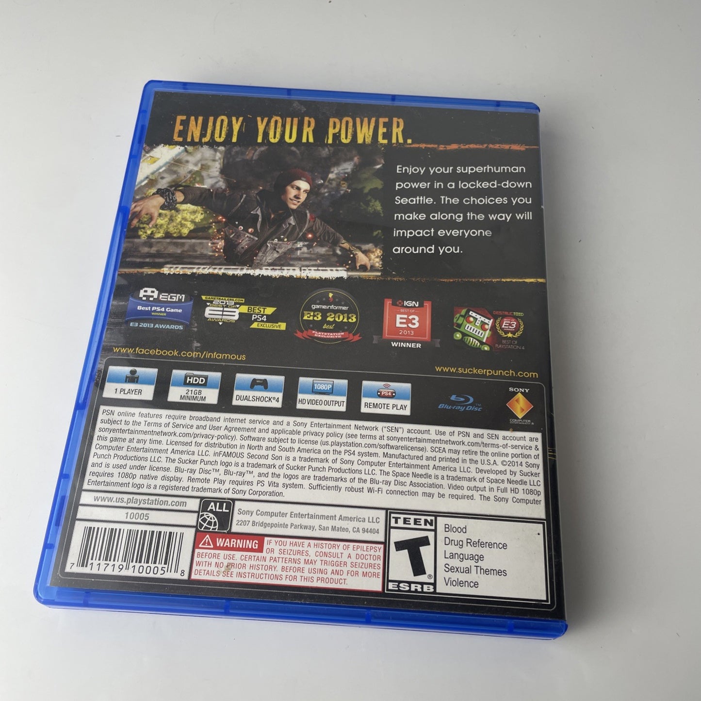Infamous: Second Son - Sony PlayStation 4 Tested Very Good Condition