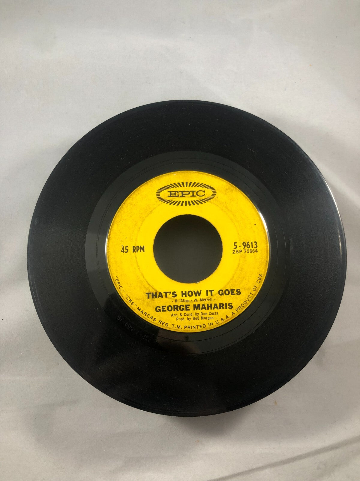 George Maharis - That's How It Goes / It Isn't There 7" VG Vinyl 45 Epic 5-9613