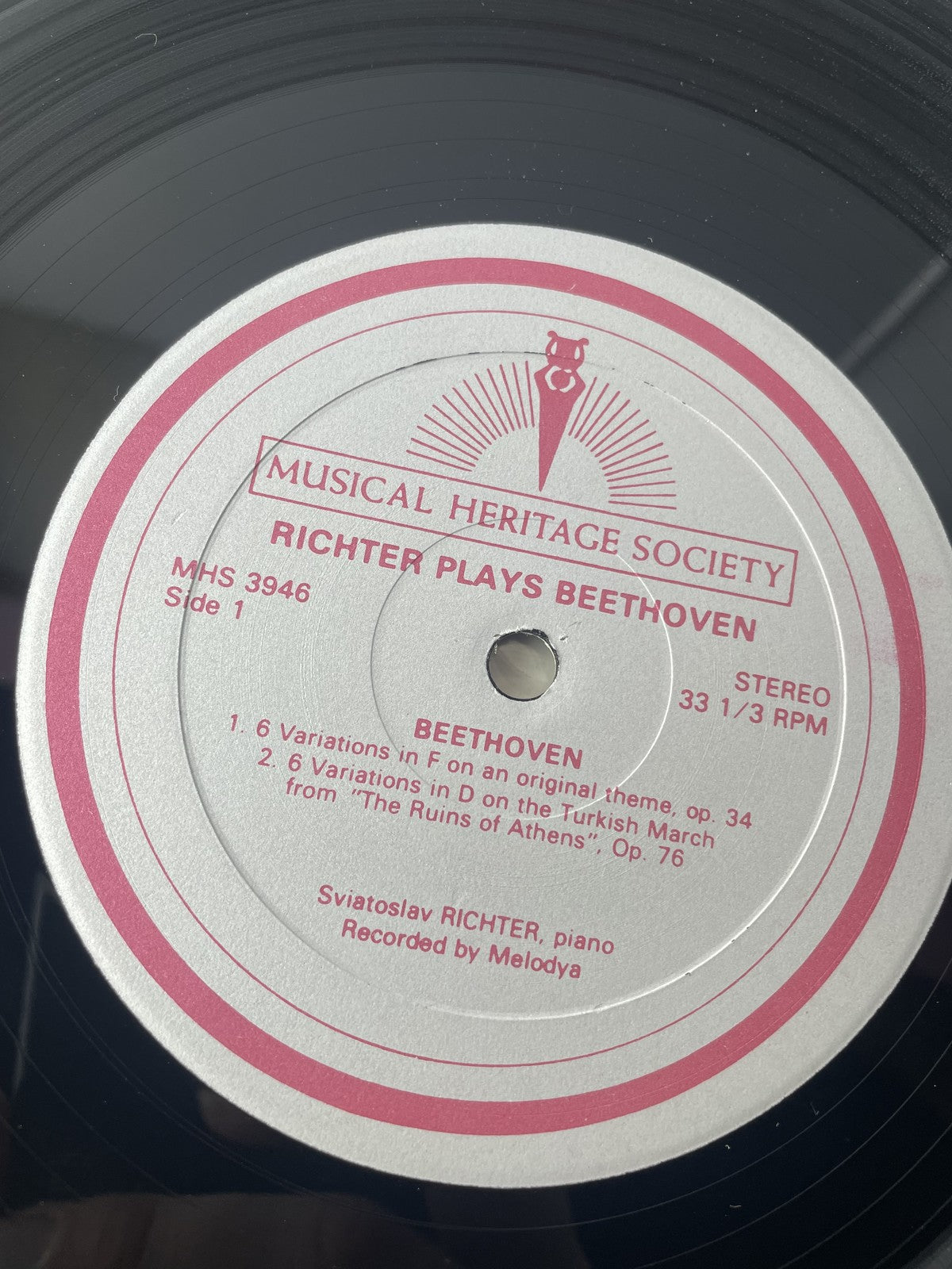 Vintage Richter Beethoven Vinyl LP MHS 3946 Classical Piano Variations Op 34 35