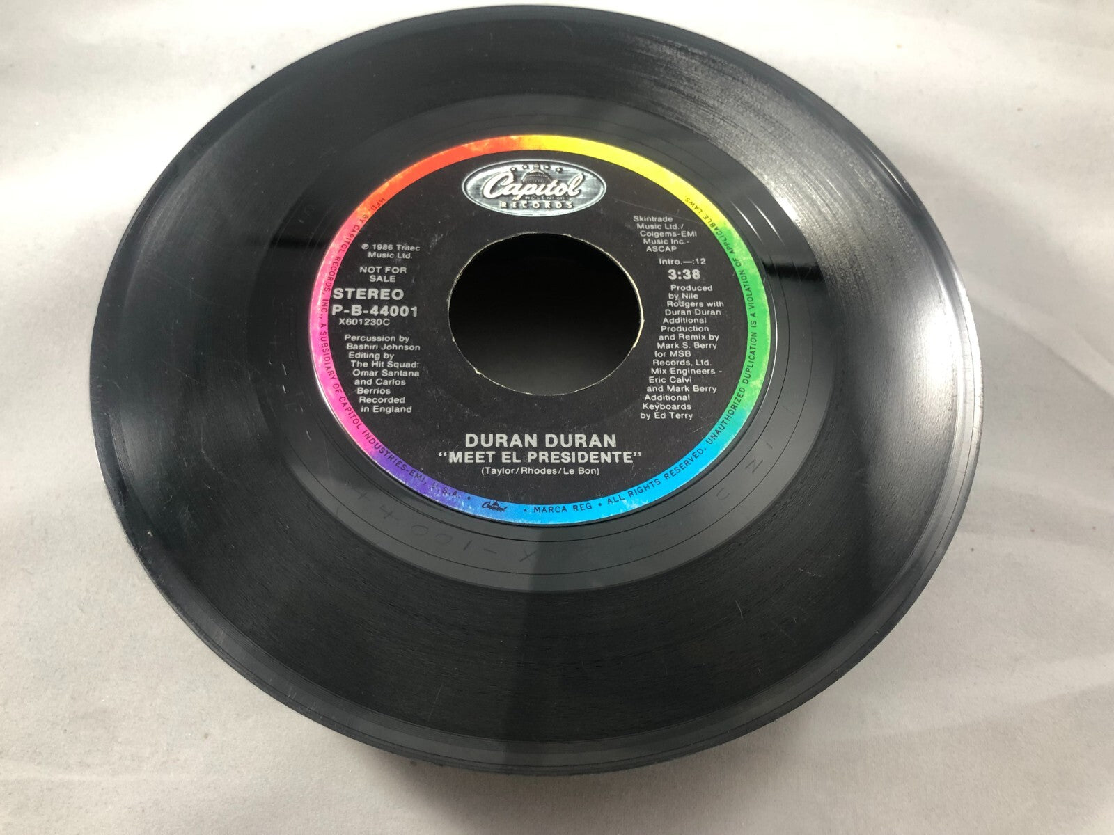 DURAN DURAN-MEET EL PRESIDENTE-7' 45 WHITE VINYL PROMO VG