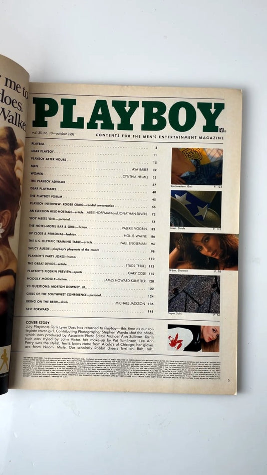 Playboy October 1988 Special College Issue Illustrated Magazine