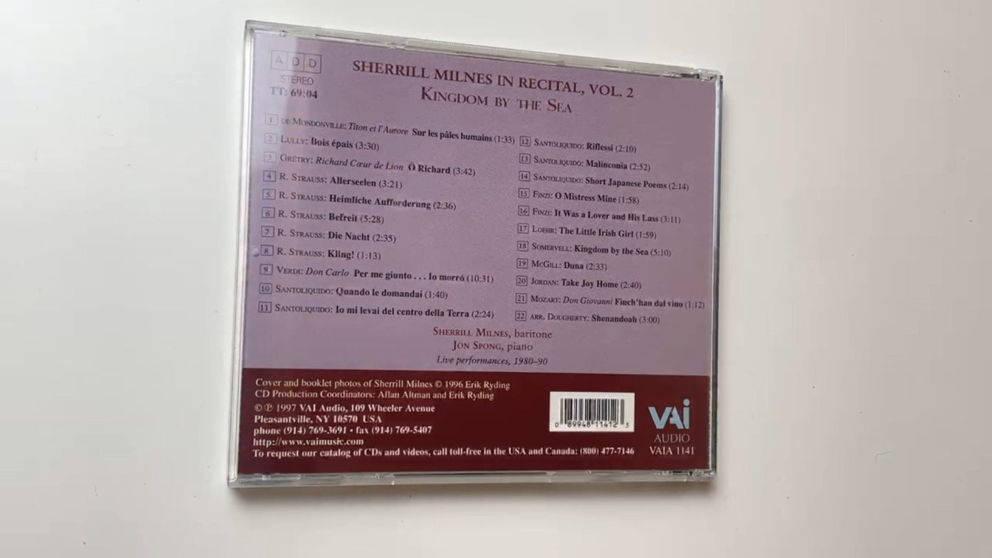 Sherrill Milnes In Recital Vol. 2 Kingdom by the Sea CD 1997 Classical VAI Audio