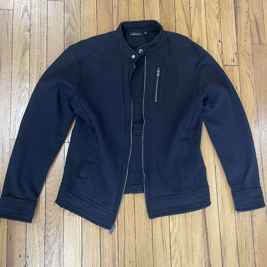 Marc Anthony Jacket Mens Medium Black Full Zip Moto Biker Fleece Lined Casual