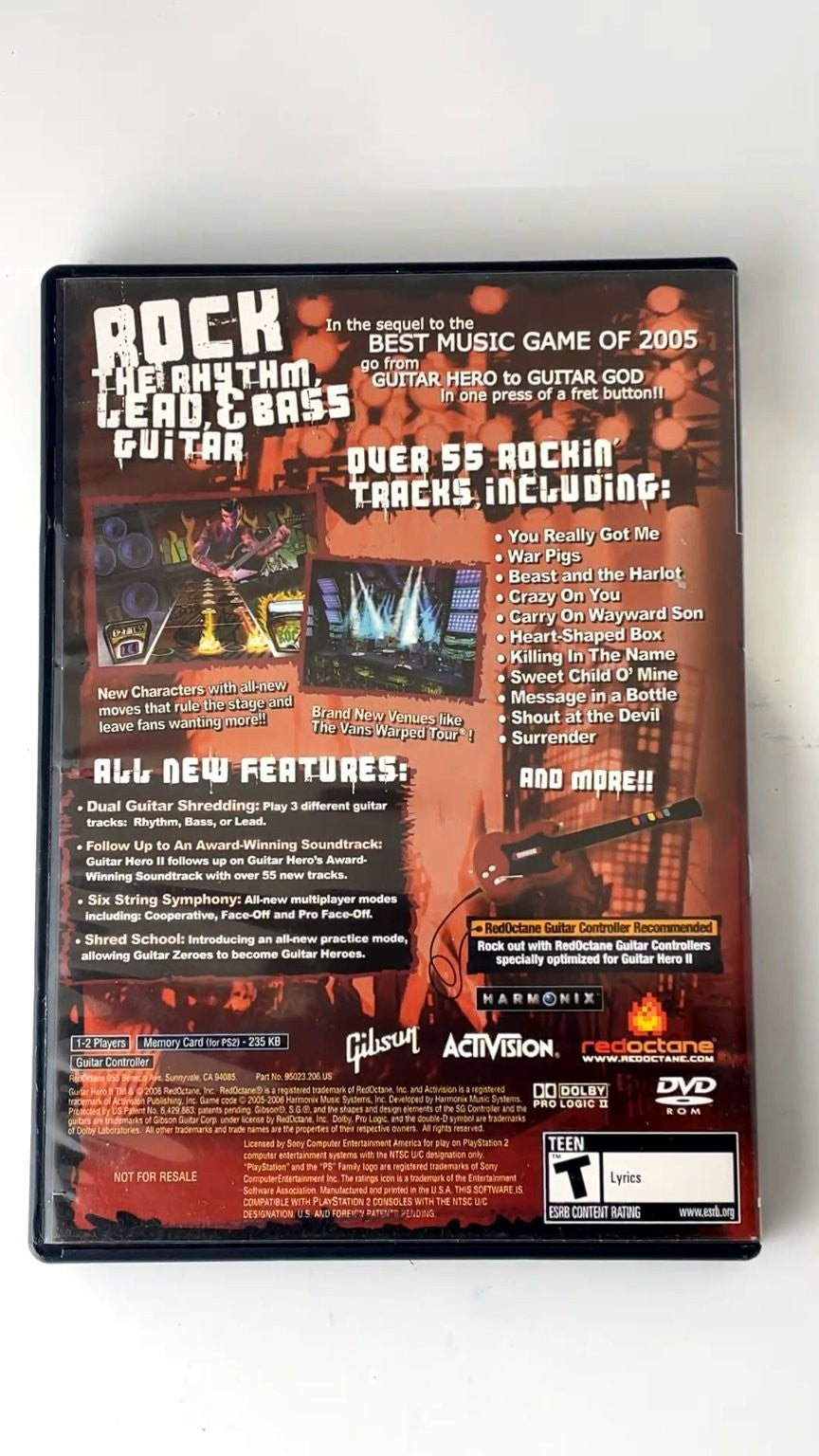 Guitar Hero II PlayStation 2 Video Game Multiplayer Rock Music TESTED W/ MANUAL
