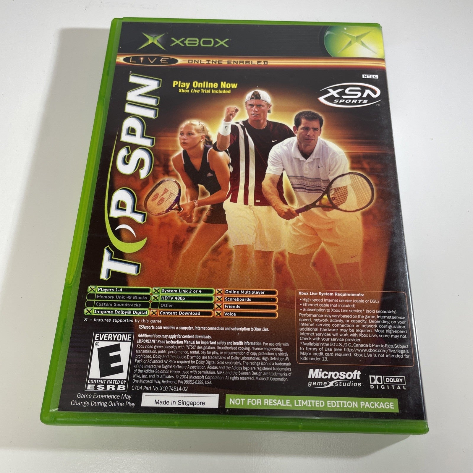 Tested NCAA Football/ Top Spin Tennis 2005 Original Xbox Game Complete 