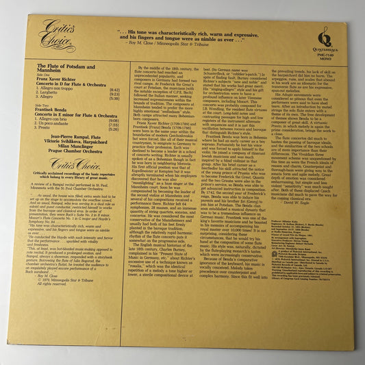 Jean Pierre Rampal The Flute Of Potsdam And Mannheim LP Vinyl Record Album