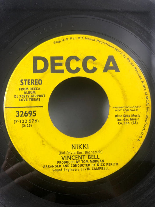 VINCENT BELL - DARLING LILI \ NIKKI DECCA PROMO 45 RARE PROMO VG