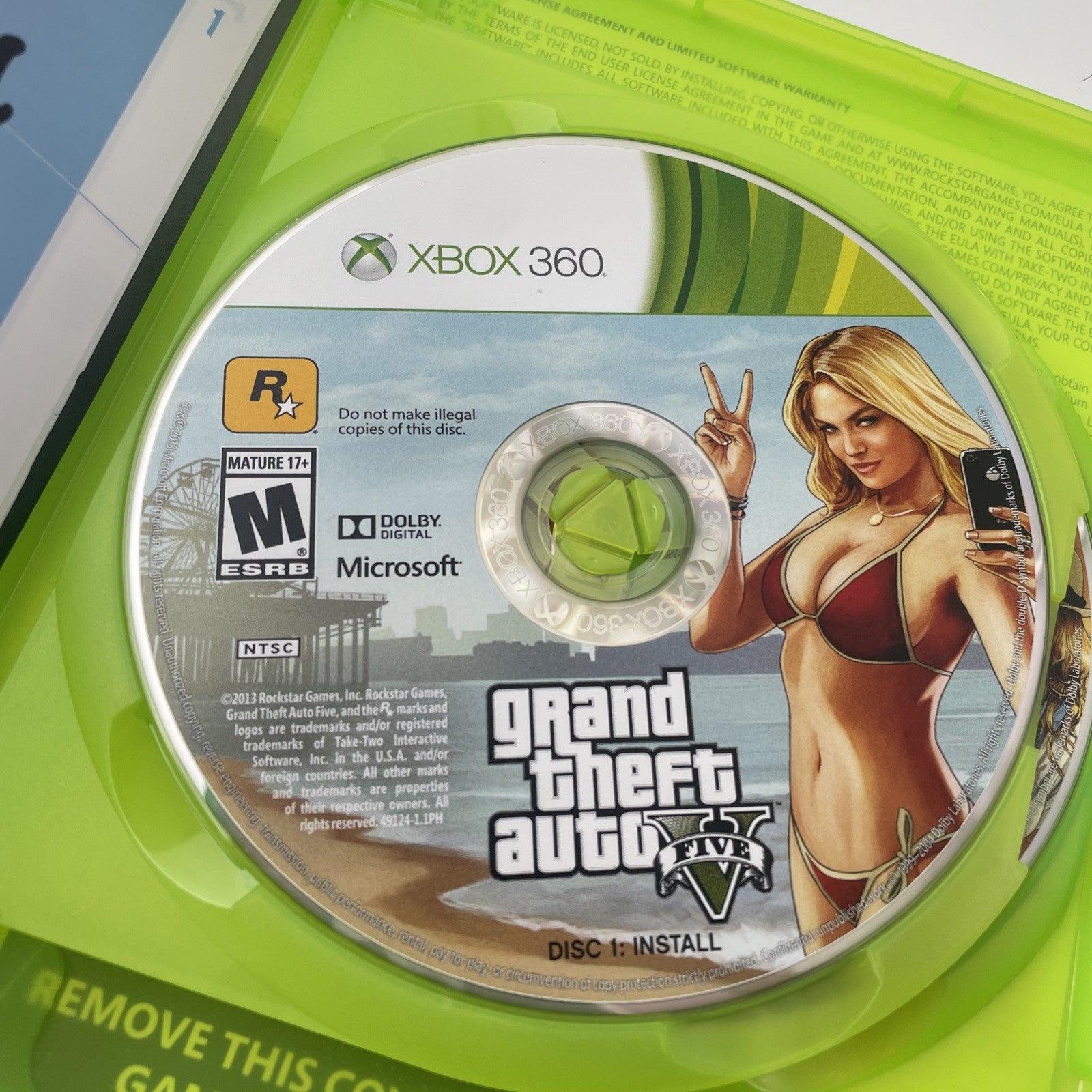 Grand Theft Auto V (Microsoft Xbox 360, 2013) Video Game Cib With Map