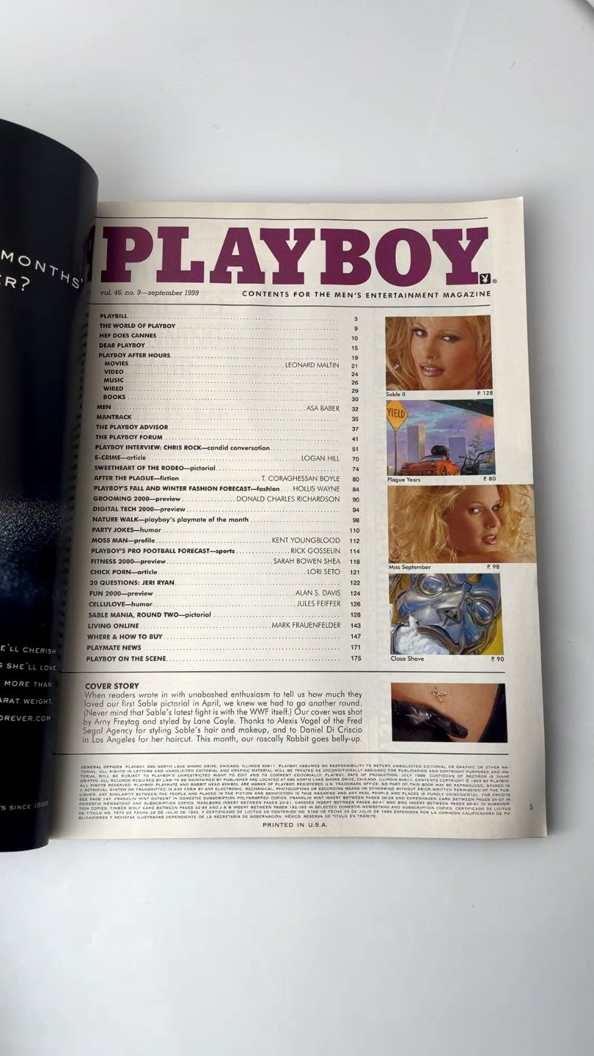 Playboy September 1999 Chris Rock Sable II Illustrated Magazine
