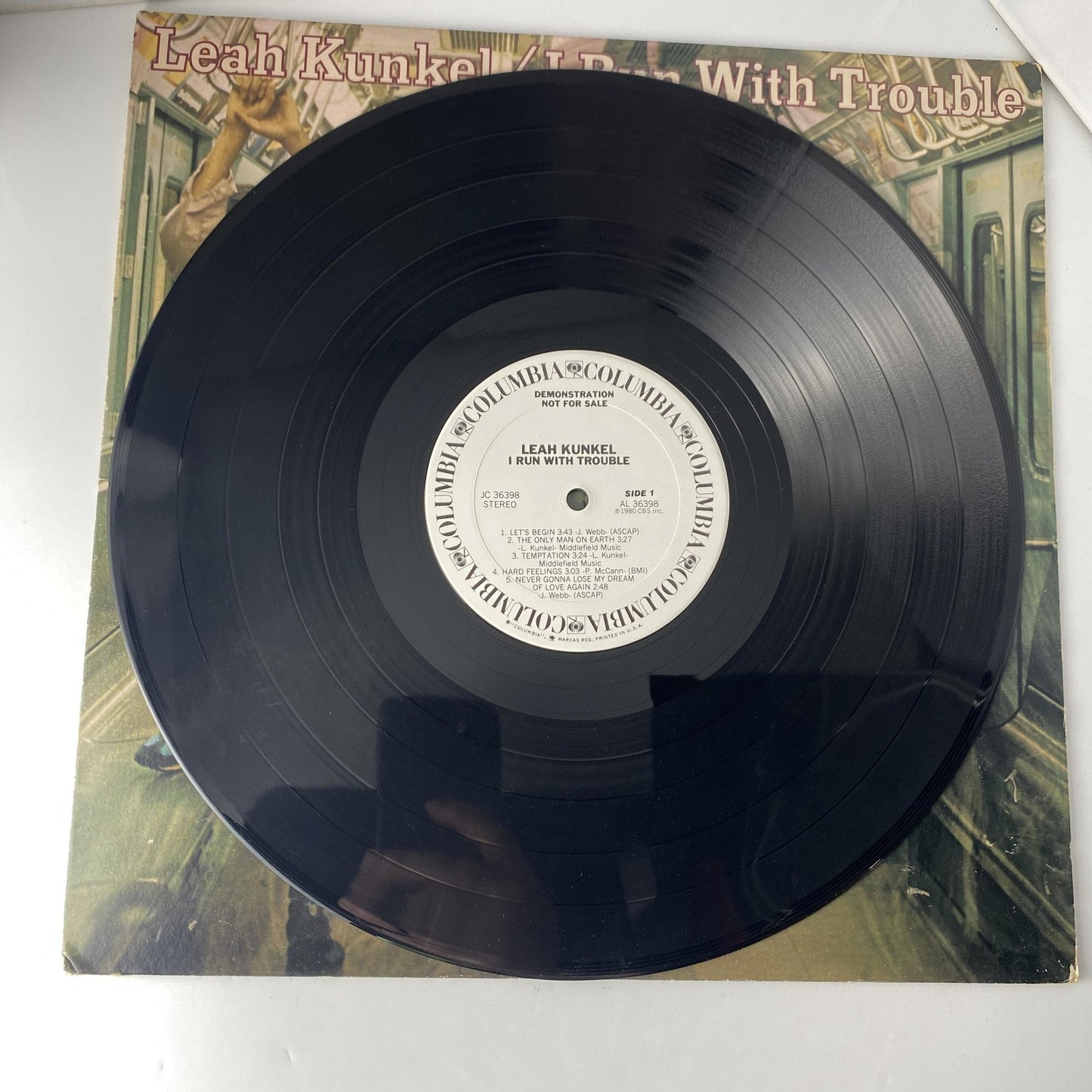 Vintage Leah Kunkel I Run With Trouble 12" Vinyl LP 1980 Columbia Rock Promo