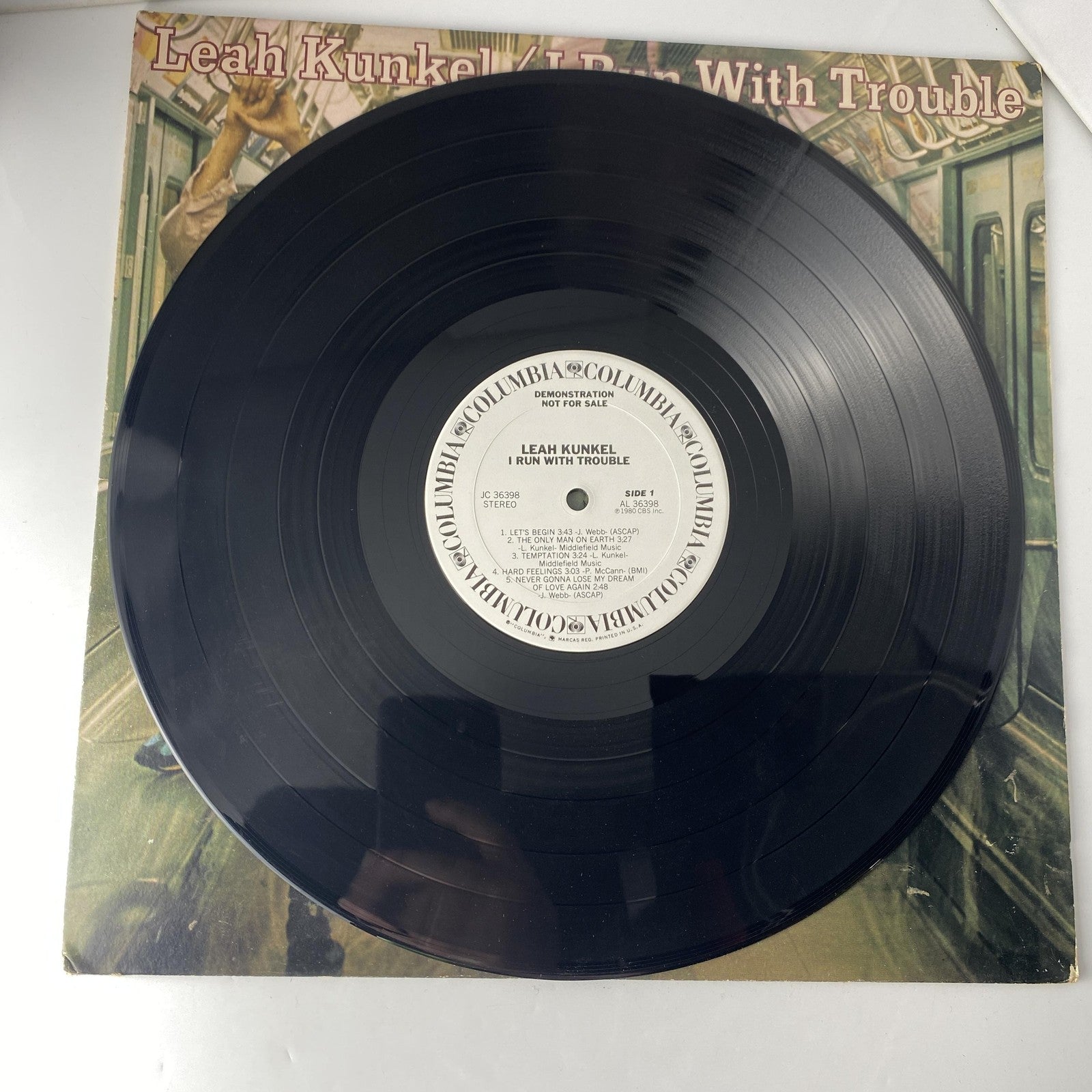 Vintage Leah Kunkel I Run With Trouble 12" Vinyl LP 1980 Columbia Rock Promo