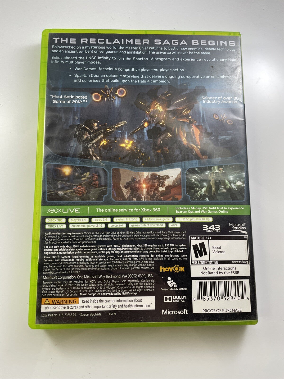 Halo 4 (Microsoft Xbox 360, 2012) Good Condition Disc