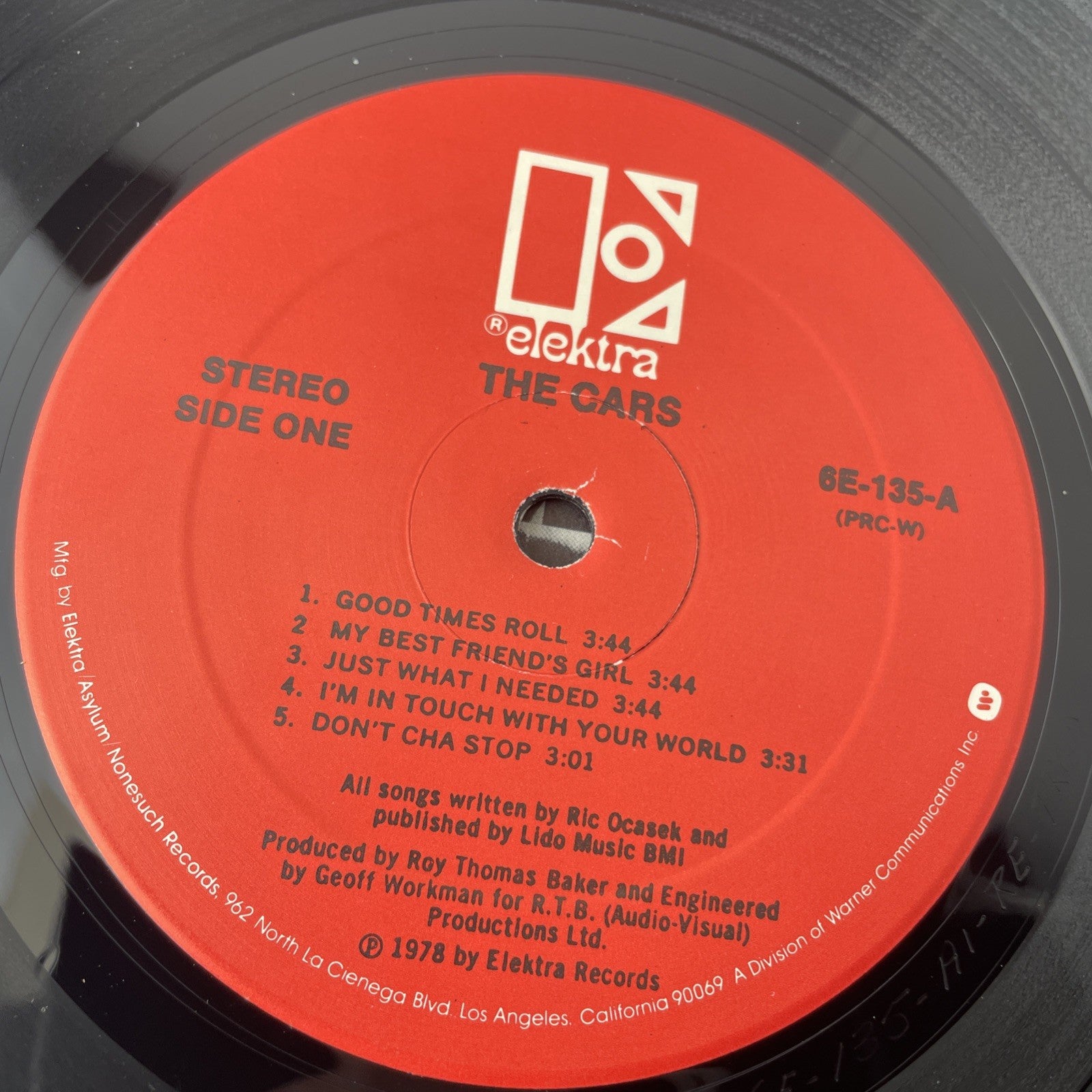 the cars 1978 s/t LP self titled orig new wave synth vinyl album elektra 6E-135!